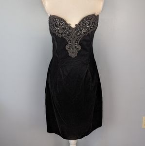 Vintage gunne sax black beaded strapless dress